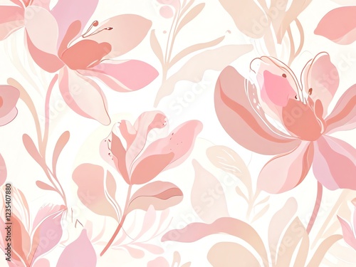 Wallpaper Mural Elegant Pastel Floral Pattern: Soft Pink and Peach Blossom Design Torontodigital.ca