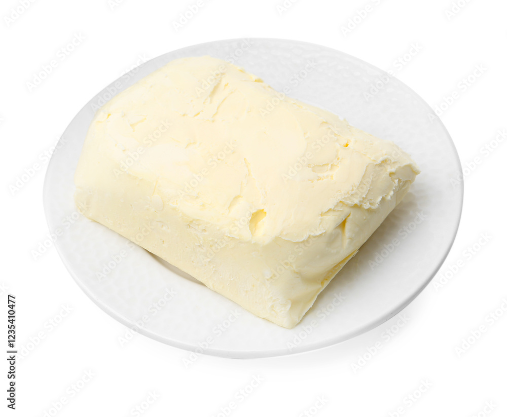 Block of tasty butter isolated on white Block of tasty butter isolated on white