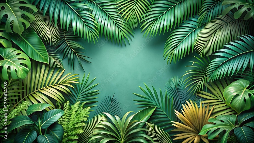 Lush Tropical Foliage Creates a Vibrant and Serene Natural Frame Perfect for Your Design Projects Lush Tropical Foliage Creates a Vibrant and Serene Natural Frame Perfect for Your Design Projects