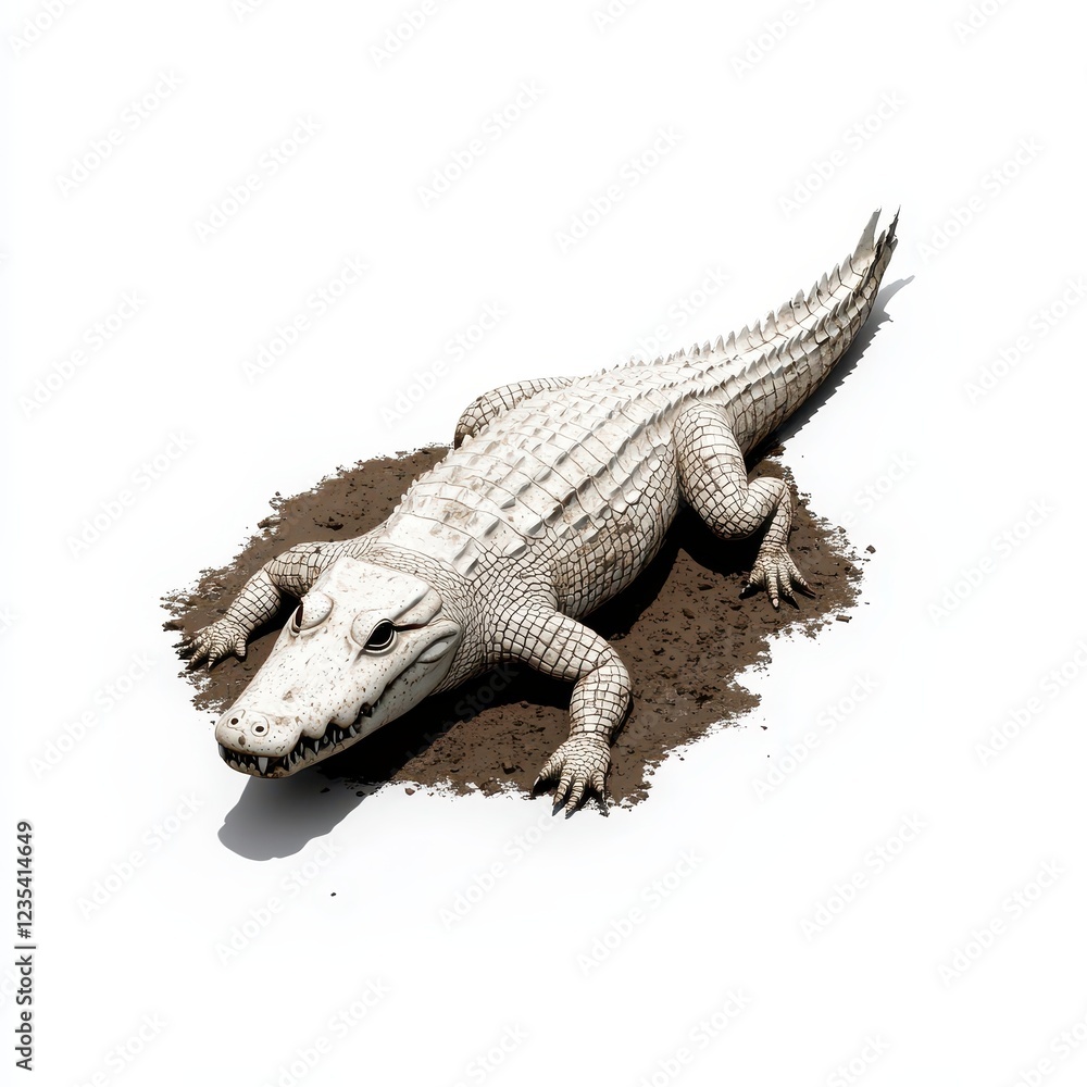 Naklejka premium Realistic Crocodile Illustration on a White Background