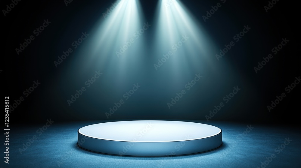 Illuminated Circular Platform Under Twin Spotlights Illuminated Circular Platform Under Twin Spotlights