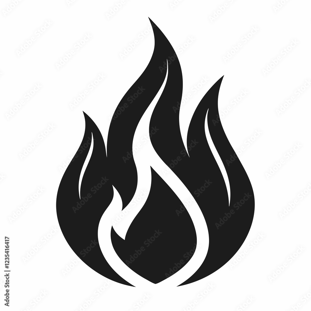 Bold Black and White Fire Symbol Graphic Bold Black and White Fire Symbol Graphic