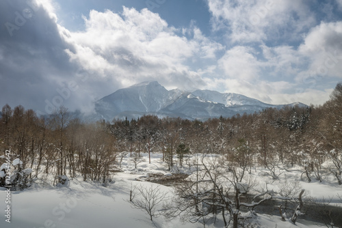 福島県北塩原村　裏磐梯の雪原の風景
 photo