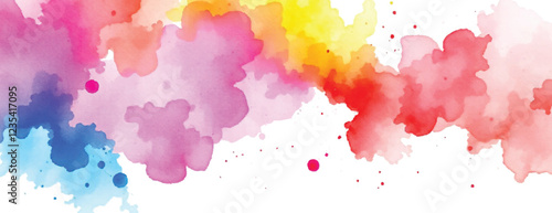 Holi colorful abstract liquid watercolor background with artistic, paint, splashes, grunge, splatter, texture, powder, Artwork for creative banner, card, template, effect, ink, blot design vector
