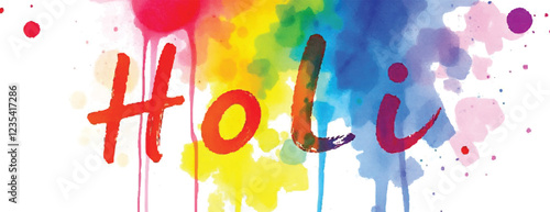 Holi colorful abstract liquid watercolor background with artistic, paint, splashes, grunge, splatter, texture, powder, Artwork for creative banner, card, template, effect, ink, blot design vector