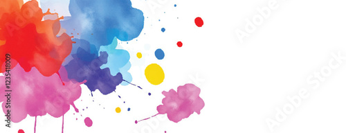 Holi colorful abstract liquid watercolor background with artistic, paint, splashes, grunge, splatter, texture, powder, Artwork for creative banner, card, template, effect, ink, blot design vector