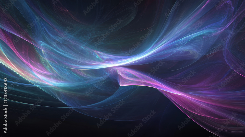 Dreamy Light Waves - Ethereal Flowing Neon Aurora on Dark Background Dreamy Light Waves - Ethereal Flowing Neon Aurora on Dark Background