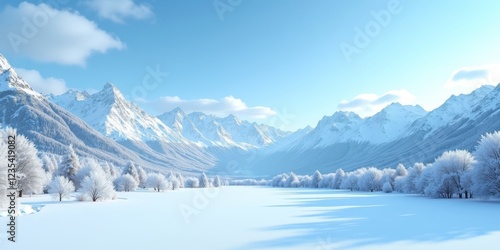 Wallpaper Mural A serene winter wonderland with snow-covered peaks and a frozen lake Torontodigital.ca