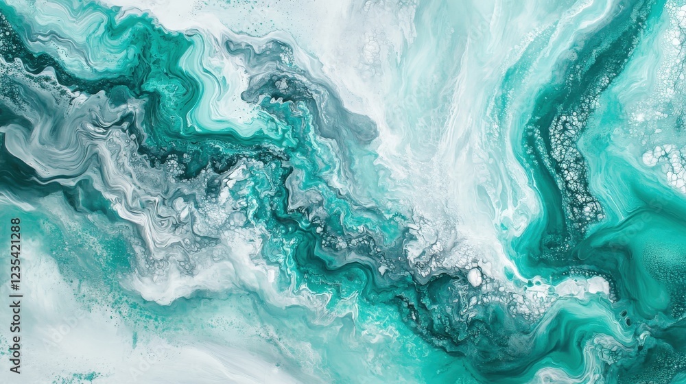 Abstract Teal And White Swirling Acrylic Painting Abstract Teal And White Swirling Acrylic Painting