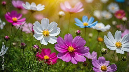 Beautiful spring summer bright natural summer greeting card wildflowers spring concept