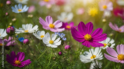 Beautiful spring summer bright natural summer greeting card wildflowers spring concept