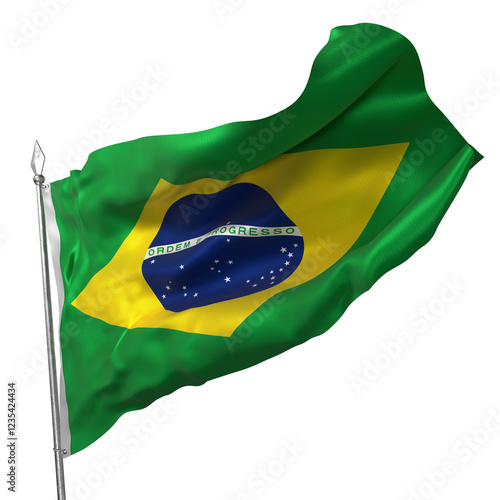 Brazilian flag waving in the wind