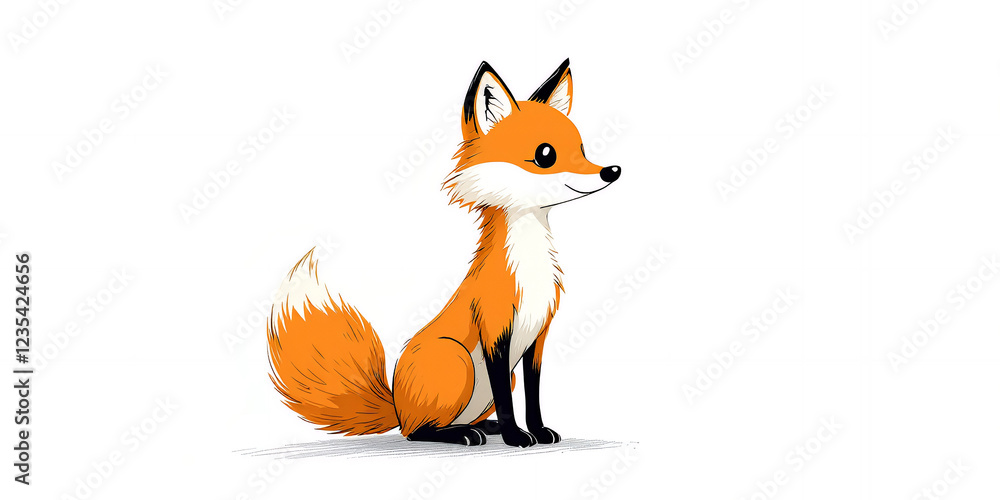 Obraz premium Adorable Red Fox Illustration Cute Cartoon Animal Design