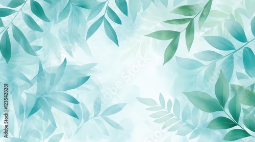 Tranquil Teal Leaves Watercolor Botanical Design