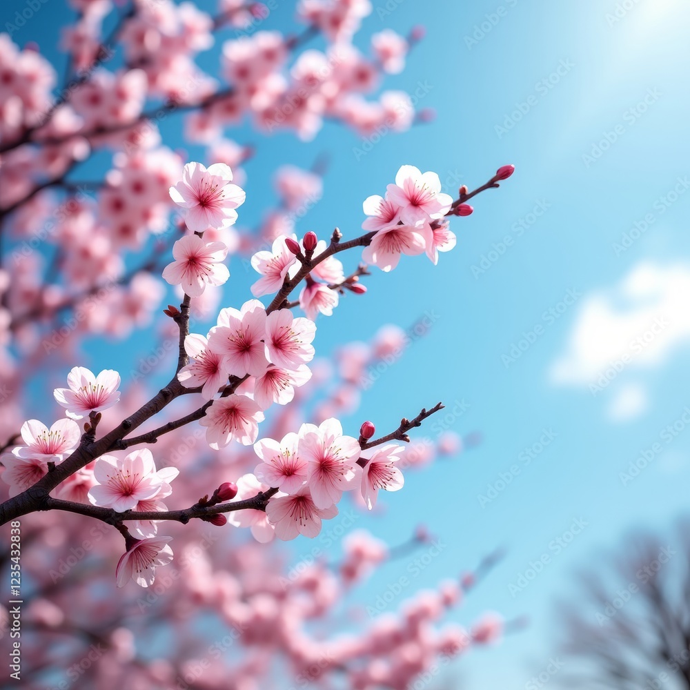 Delicate pink petals on a branch, symbolizing love and new beginnings Delicate pink petals on a branch, symbolizing love and new beginnings