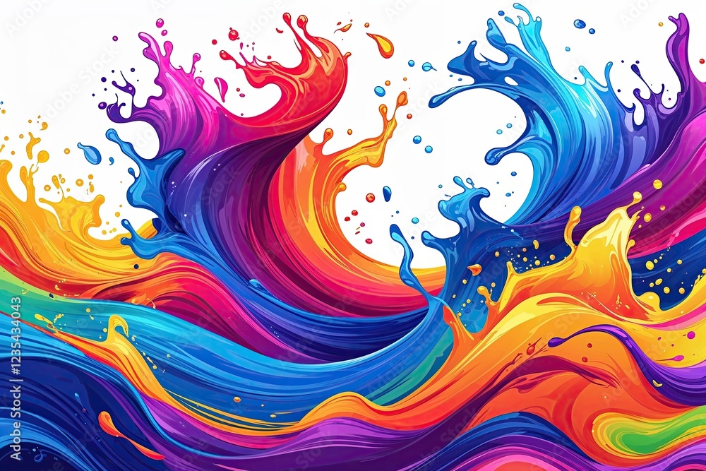 Colorful Brush Stroke Wave Design with Abstract Fluid Rainbow Elements Colorful Brush Stroke Wave Design with Abstract Fluid Rainbow Elements