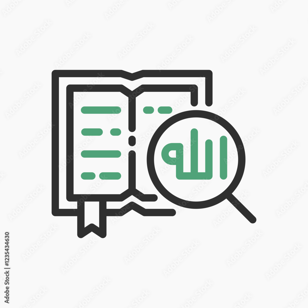 Design Illustration graphic of search for Al Quran verses icon with line style. Suitable for UI, mobile design, web design, etc. Design Illustration graphic of search for Al Quran verses icon with line style. Suitable for UI, mobile design, web design, etc.