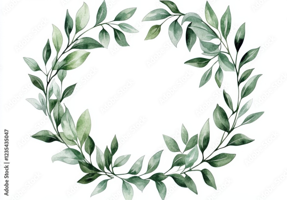 A green leafy wreath with a white background A green leafy wreath with a white background