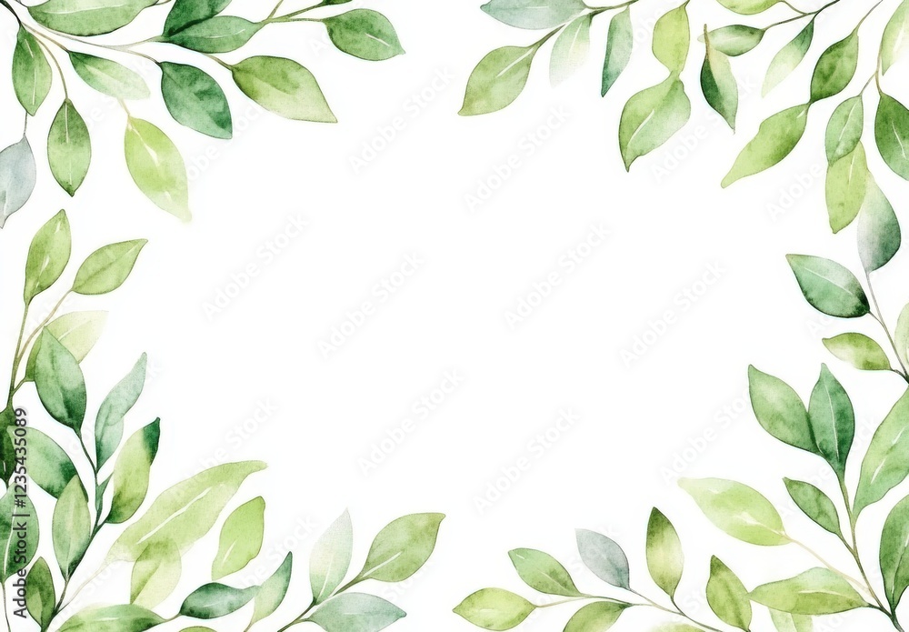 A green leafy border with a white background A green leafy border with a white background
