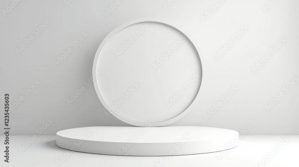 White Oval Frame Above White Circular Platform