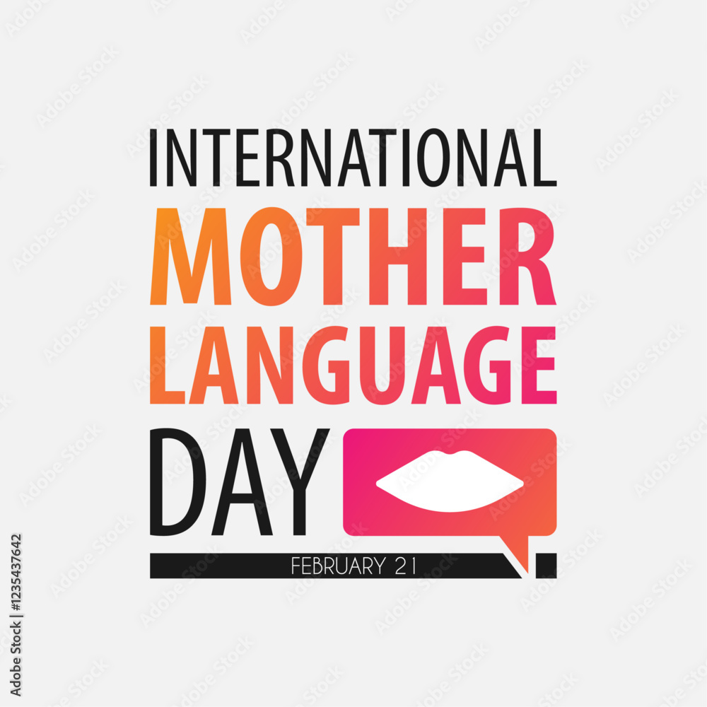 Fototapeta premium International mother language day on gray background. Poster or banner. February 21.