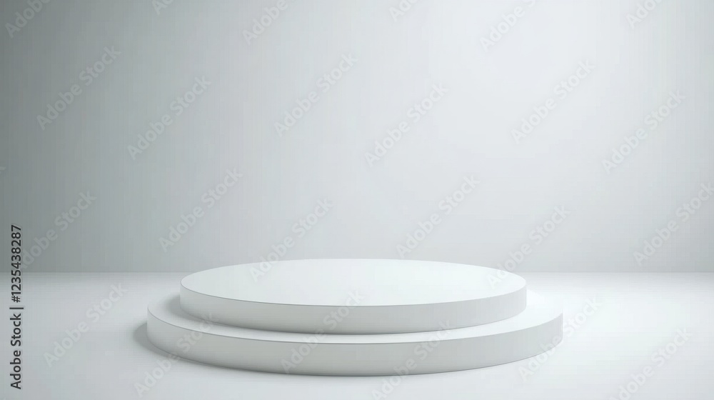 White cylindrical platform on white background White cylindrical platform on white background