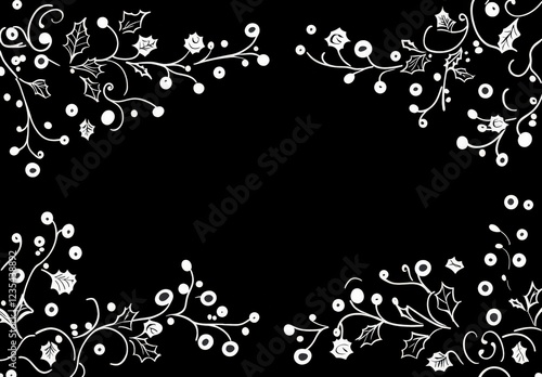A black and white photo of a flowery border