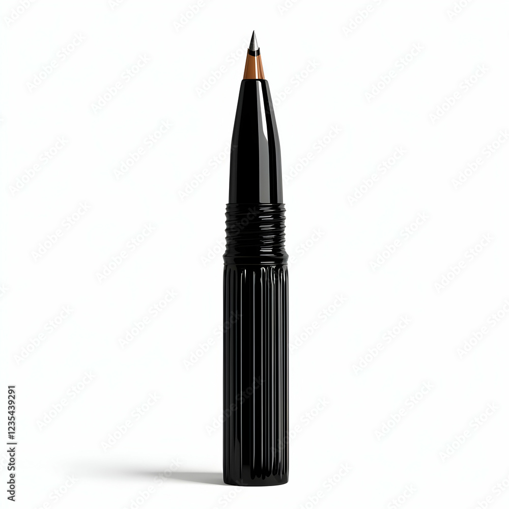 Sleek Black 3D Render of a Fluted Pencil-Shaped Object Sleek Black 3D Render of a Fluted Pencil-Shaped Object