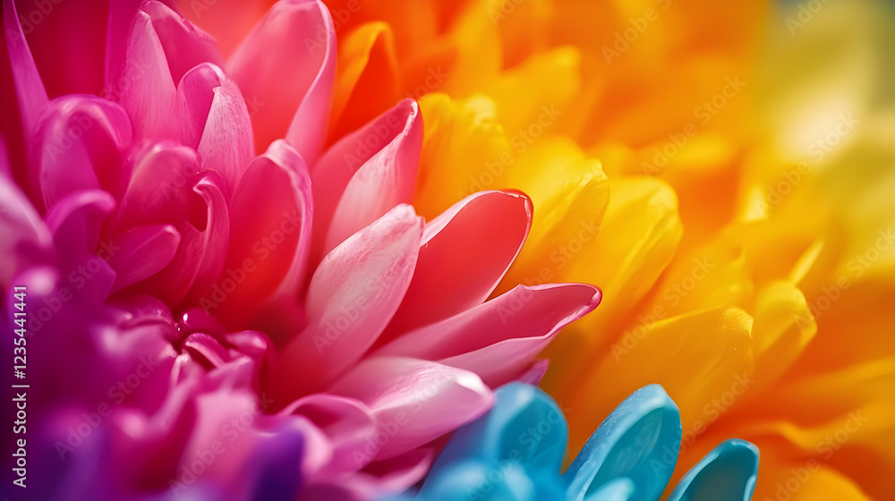 Fototapeta premium Vibrant close-up of colorful flower petals blending together in harmony