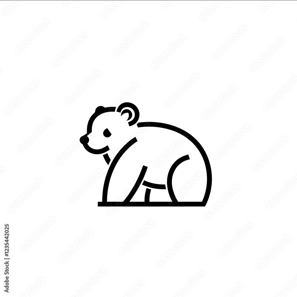 A Line logo creativity with a combined shape of Asiatic Black Bear black and white color scheme vector white background A Line logo creativity with a combined shape of Asiatic Black Bear black and white color scheme vector white background