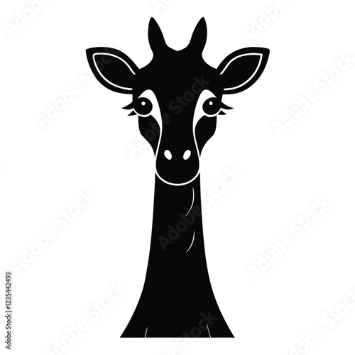 The forehead and neck of an endangered giraffe against a white backdrop