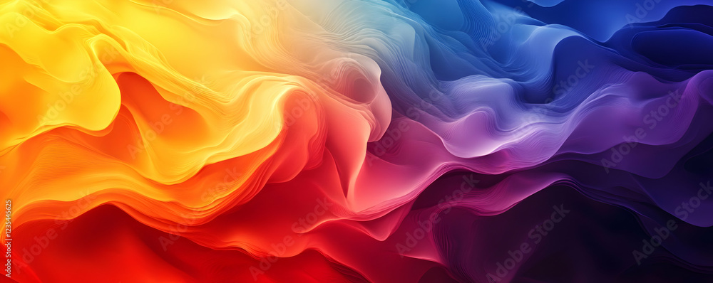 Obraz premium Vibrant abstract waves of color flowing seamlessly in a digital landscape