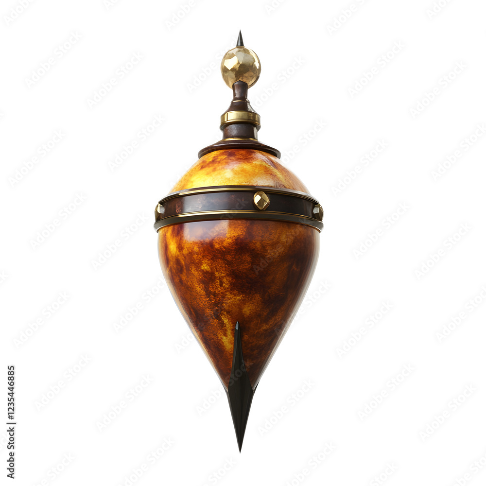 Fototapeta premium Ornate Brass Decorative Ornament with Spherical Shape and Golden Metallic Gleam