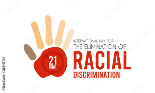 International day for the elimination of racial discrimination. March 21. Palm icon on white background. Poster or banner. photo