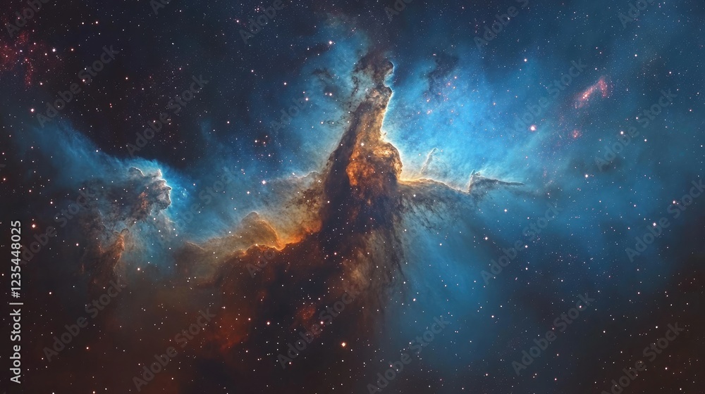 Cosmic splendor of our galaxy in blue hues, showcasing stars, nebulae, and the vastness of space in a mesmerizing view. Cosmic splendor of our galaxy in blue hues, showcasing stars, nebulae, and the vastness of space in a mesmerizing view.