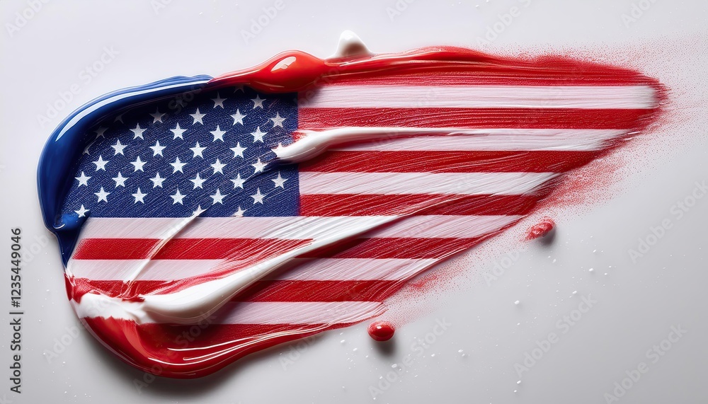Obraz premium American Flag Painted on a White Surface