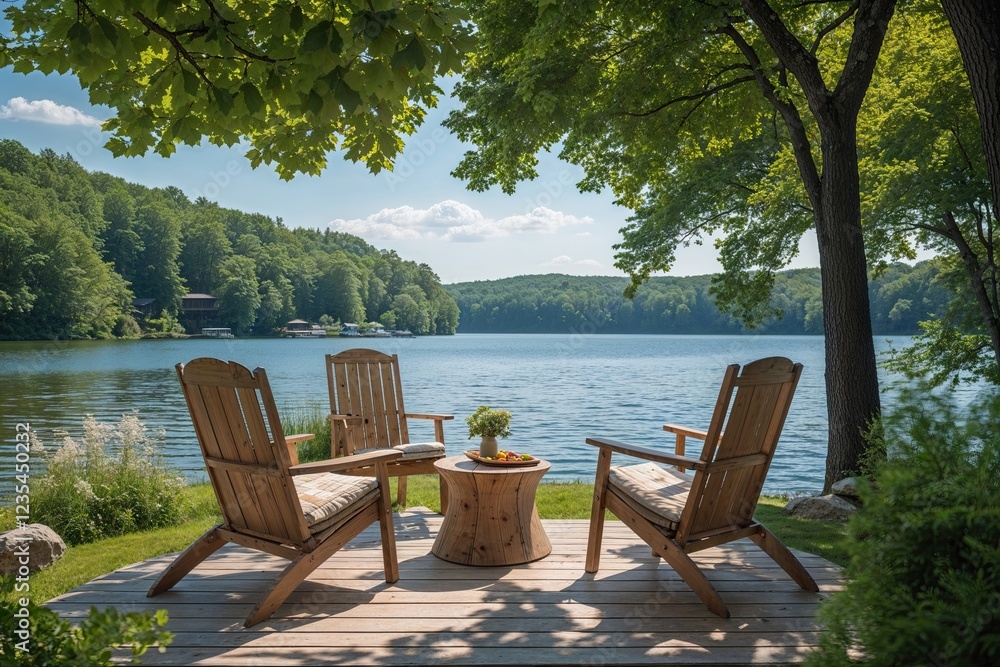 Obraz premium Summer Lakeside Retreat for Tranquil Escape into Nature