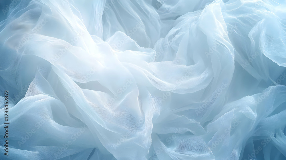 Fototapeta premium Flowing Light Blue Silk Fabric Texture Abstract Background Illustration