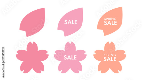 セールに使えるピンクの桜のあしらいアイコンセット