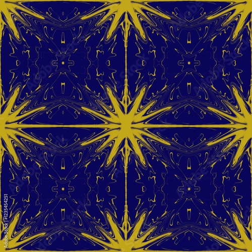 Ikat fabric pattern, Thai silk pattern, seamless pattern.