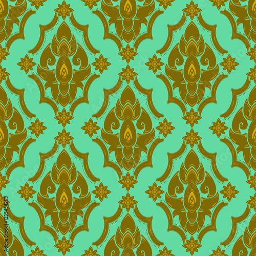 Ikat fabric pattern, Thai silk pattern, seamless pattern.
