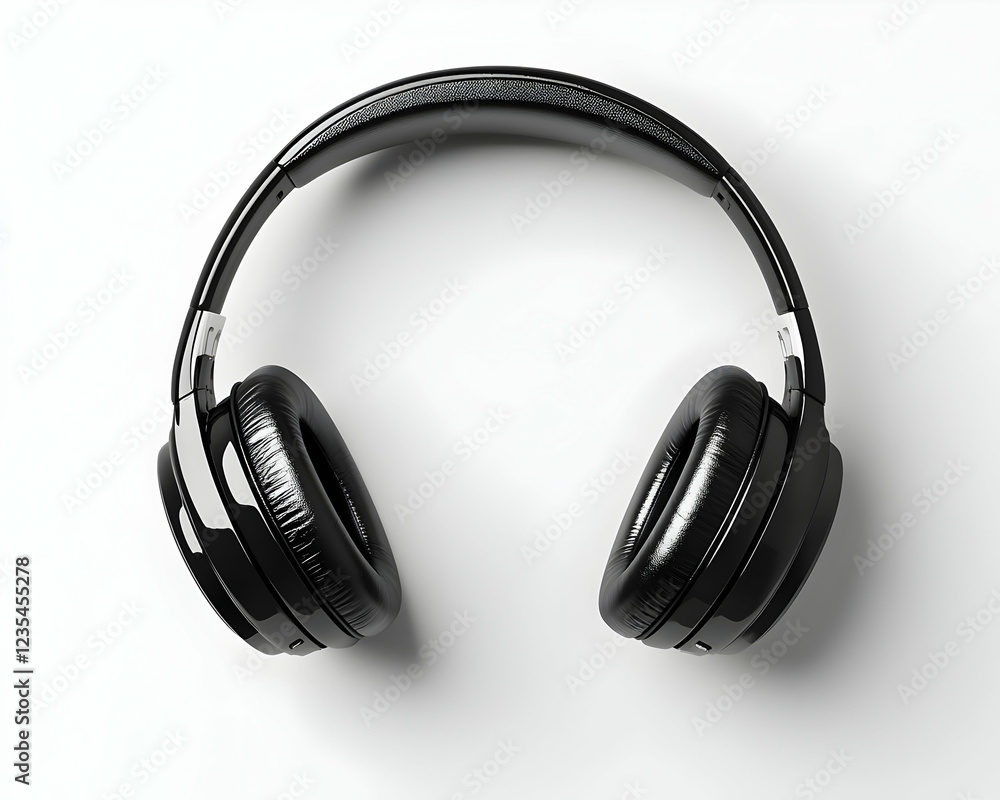 Sleek Black Headphones 3D Render Product Image Sleek Black Headphones 3D Render Product Image