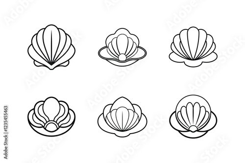 clams icon line art vector illustration