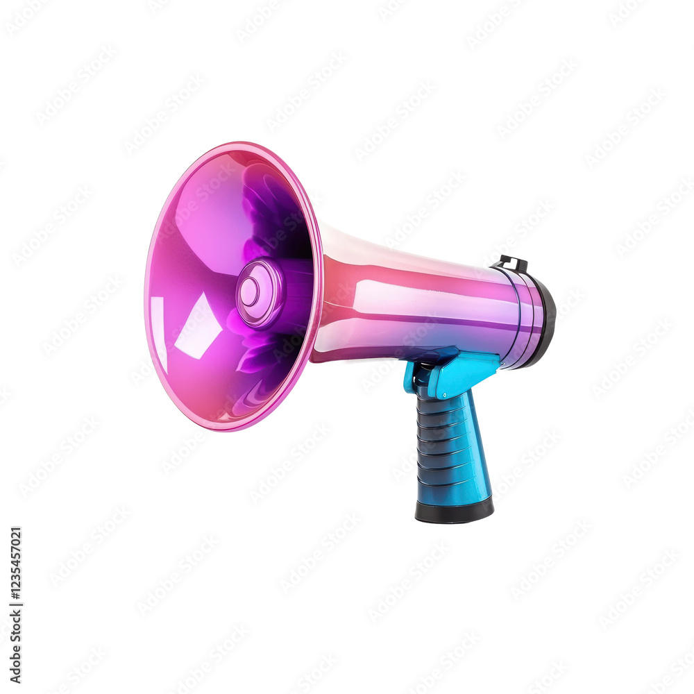 Colorful Megaphone with Glossy Finish on a White Background Colorful Megaphone with Glossy Finish on a White Background