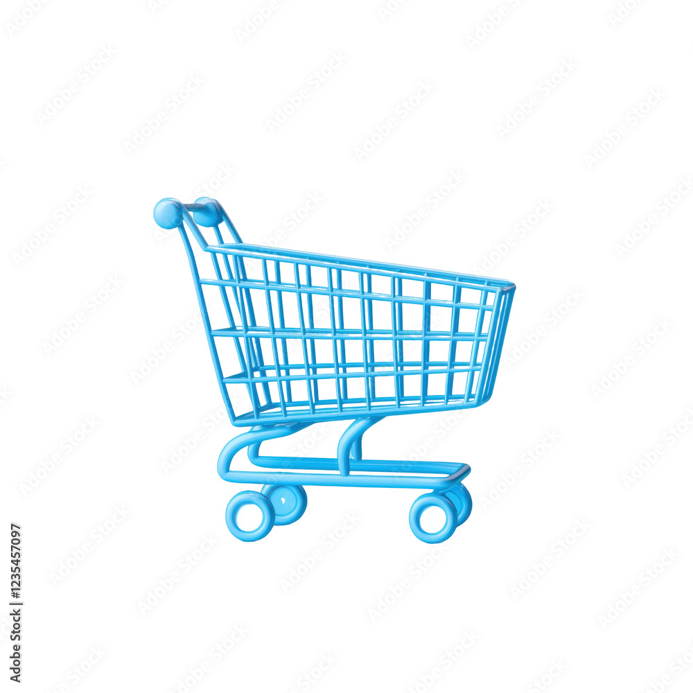 Blue Shopping Cart on Transparent Background for Retail Use Blue Shopping Cart on Transparent Background for Retail Use