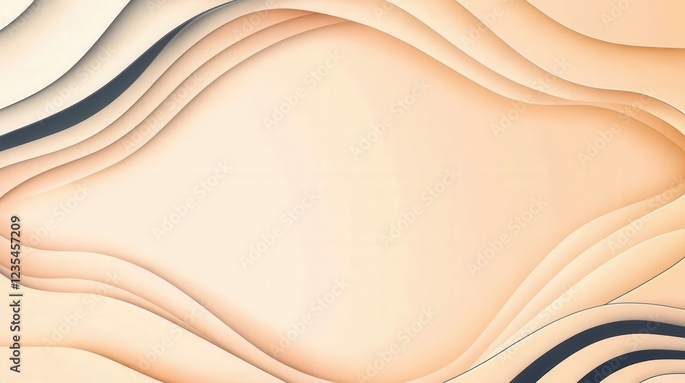Obraz premium Abstract Beige Papercut Wave Design Background
