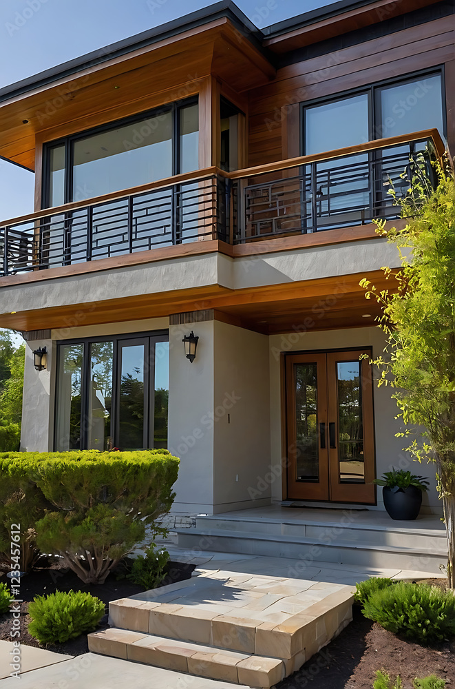 Fototapeta premium Modern Architectural House Exterior: Luxury Home Design and Real Estate