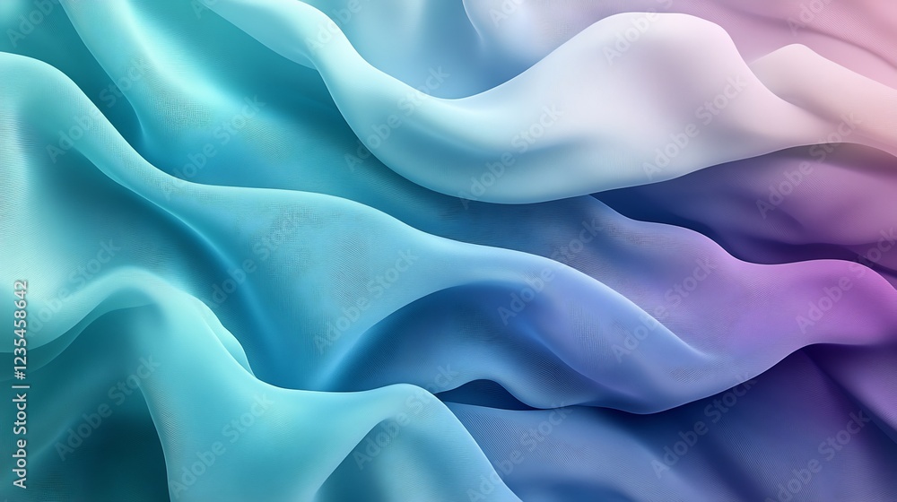 Fototapeta premium Soft pastel fabric flows gently showcasing a dreamy ombre effect. AI Generated