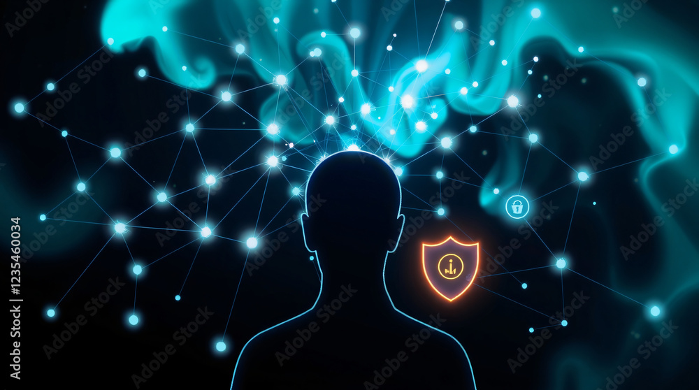 Fototapeta premium Digital identity with protective shield - Cyber security