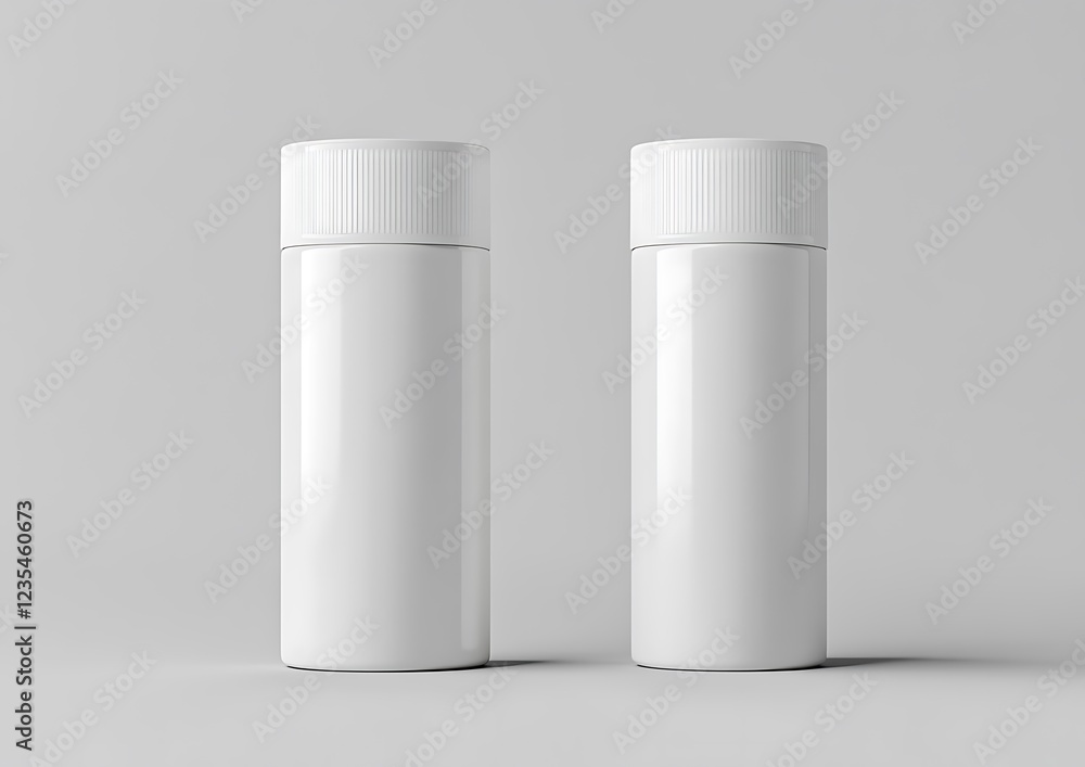 White cosmetic tubes and a jar mockup on a beige table background with copy space White cosmetic tubes and a jar mockup on a beige table background with copy space